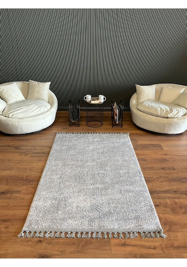 Saraz Halı Puffy Kabartma Desenli Yıkanabilir Kaymaz Taban Salon Halısı Mutfak Koridor Halısı S52