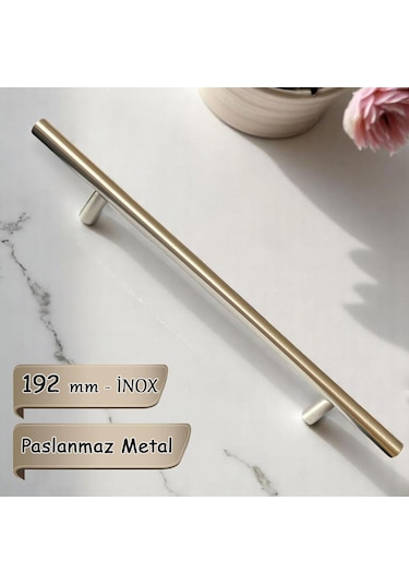 Boy Kulp İnox 192 Mm Kulp Mobilya Mutfak Dolabı Çekmece Dolap Kapak Kulpu Kulbu Metal Kulpları Bej
