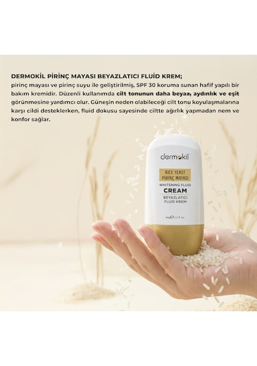 Dermokil Pirinç Mayası Beyazlatıcı Fluid Krem 30 Spf 60 G