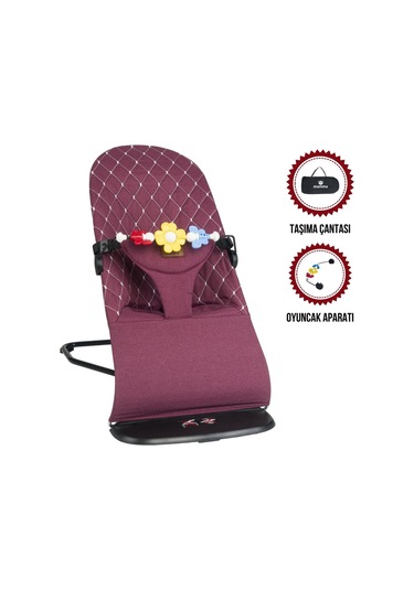 Mamma Smile Cotton Sallanır Üç Kademeli Ana Kucağı Oyuncak Aparatı Ve Seyahat Çantası Bordo