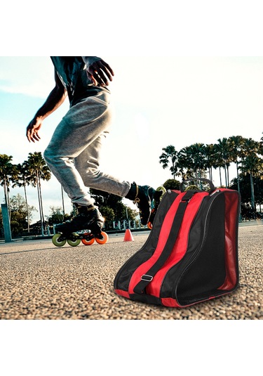 Moveevo Çocuklar İçin Paten Çantası - Pembe, 3 Bölmeli, Geniş Kapasiteli, Aksesuar Saklama Pembe