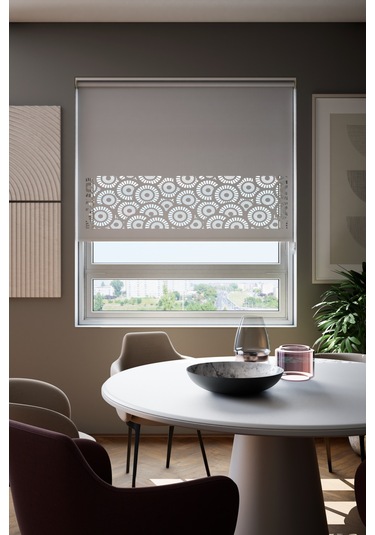 Lazer Kesim Mat Stor Perde, Lazer Kesimli Modern Serisi, M-201005 Gri Renk Gri