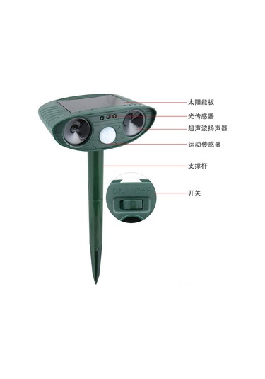 Symbee Güneş Enerjili Ultrasonik Hayvan Kovucu - Kızılötesi & Flaşlı Bahçe Koruma Sistemi