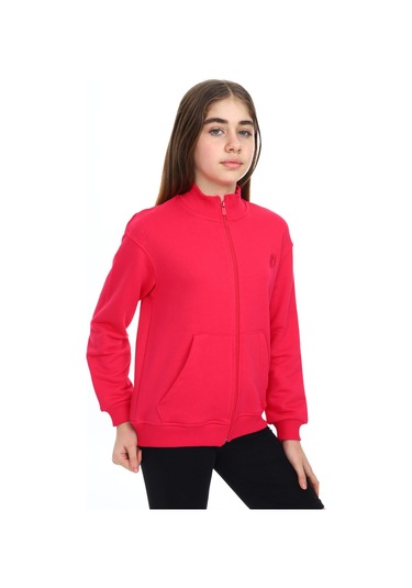Toontoy Kız Çocuk Nakışlı Hırka Koyu Fuşya