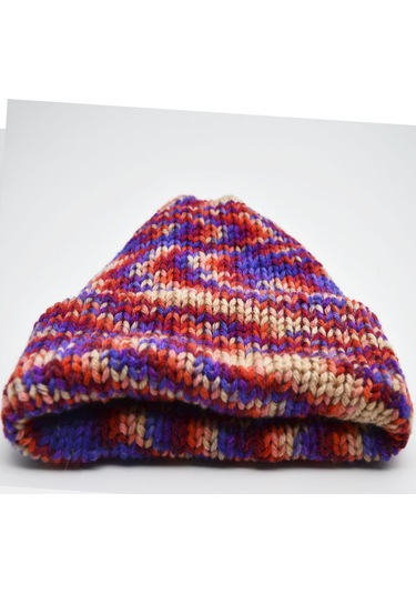 Kalın Kışlık Örgü Yün Kadın Bere Çift Kat Mor Mor