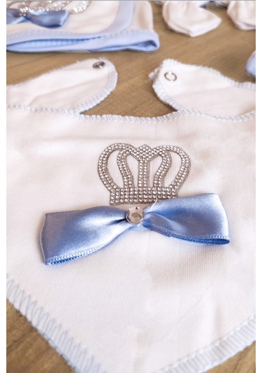 Mavi Taşlı 5 Parça Hastane Çıkışı Erkek Bebek Giyim Mavi