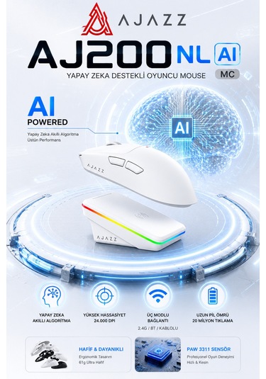 Aj200p Nl Aı Yapay Zeka Sesli Komut Destekli Near-link Kablosuz Şarj Standlı Oyuncu Mouse Diğer