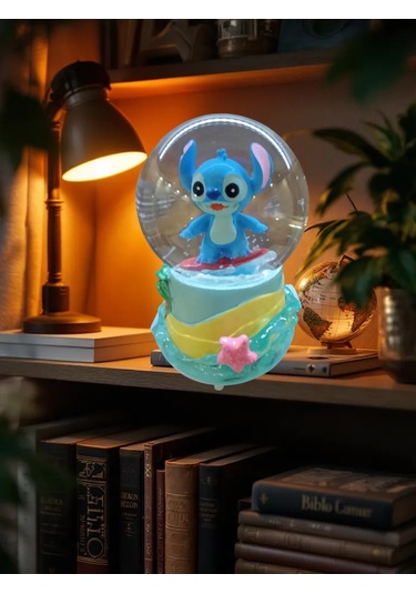 Işıklı Püskürtmeli 10cm-8cm -mavi Renk Sarı Altlık Stitch K...