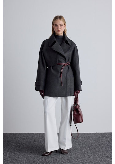 Mari Kruvaze Trenç Kaban Antrasit Antrasit