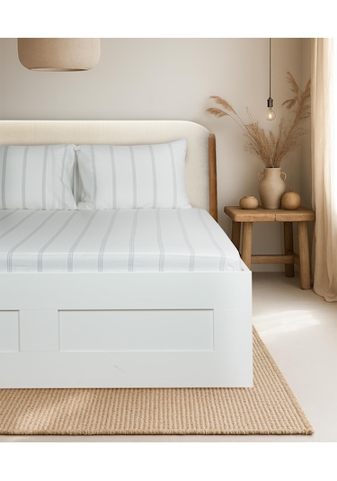 Cotton Collection Tek Kişilik Çizgili Çarşaf Seti Seroya Renkli