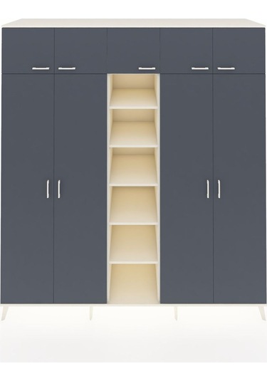 Kronos Dolap 18 Raflı 9 Kapaklı 220x59x243 Aytaşı-antrasit/aytaşı Antrasıt/aytası