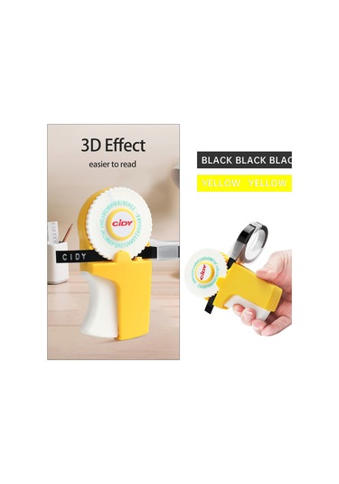 Xindoker C1880 El İşlemli Etiketleyici - 2 Adet 9mm 3m Siyah+sarı Bantlı, Ev/ofis/ Dekorasyon İçin Manuel Basınçlı Bant Yazıcı