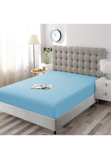 Lastiksiz Dokuma Düz Renk Çarşaf160x240 Mavi