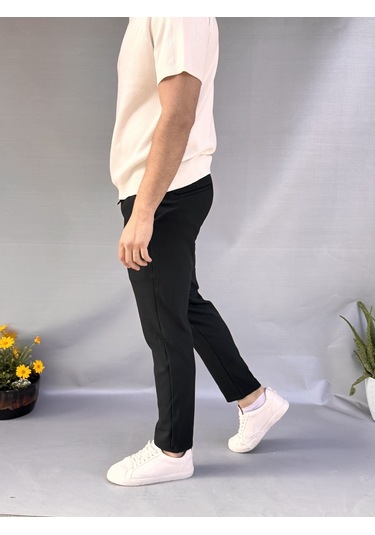 Bel İpli Slim Fit Jogger Siyah