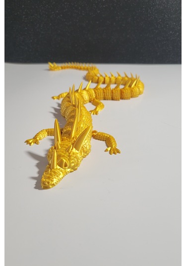 55 Cm Büyük Boy 3d Baskı Altın Ejderha Figürü Eklemli Dragon Biblo Dekoratif