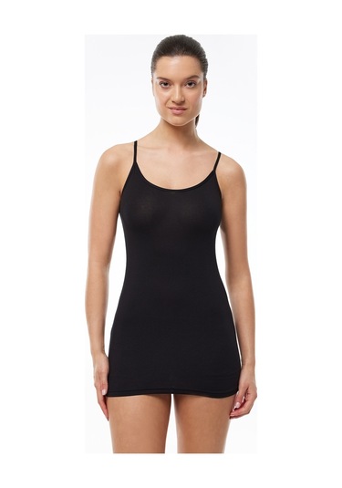 Malabadi Kadın Siyah Ayarlanabilir Ip Askılı Modal Uzun Atlet 144 Siyah