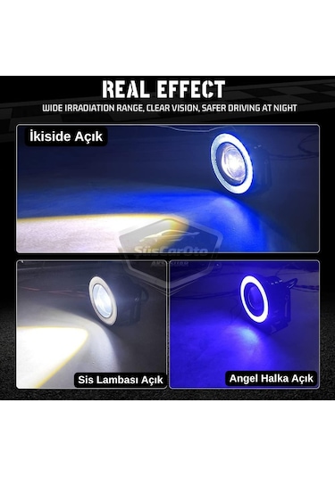 Peugeot Bipper 2008-2022 Uyumlu Üniversal Mercekli Angel Sis Farı Metal Su Geçirmez 76 Mm Ma Halkalı Gündüz Farı Sis Farı 54967267