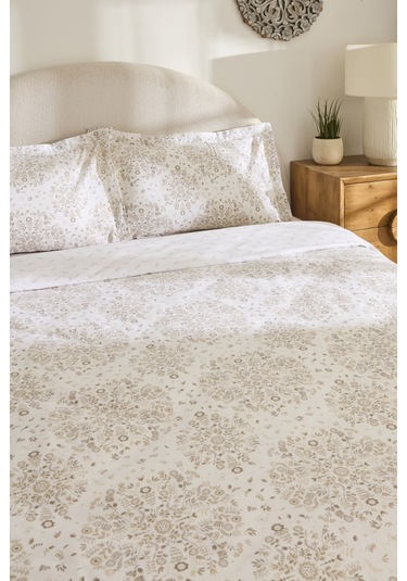 Kaşmir Home Grasy %100 Pamuk Çift Kişilik Nevresim Takımı Bej Bej