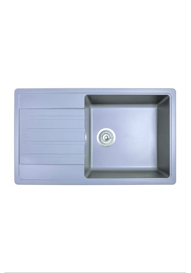 Simpex Tek Göz Damlalıklı Granit Eviye Metalik Gri 86x50cm