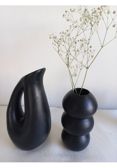 Sürahi Balon Vazo Set Siyah Siyah