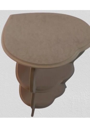 Hobi Adn Dekoratif Kalplı Fiskos Sehpa Ahşap Mdf Ham Cnc Kesim 3 Raf El Yapım