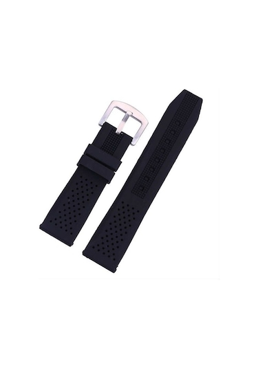 Siyah 1.Kalite Kauçuk Silikon Saat Kordonu 20Mm Slikon Saat Kayış