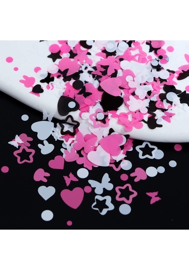 Pembe Beyaz Tırnak Süsleme Folyo Pulları Karışık Dizayn Kelebek Kalp Tavşan Nail Art