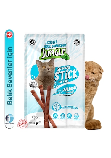 Jungle Somon Balıklı Kediler İçin Ödül Çubuğu Mama 3 x 5 G