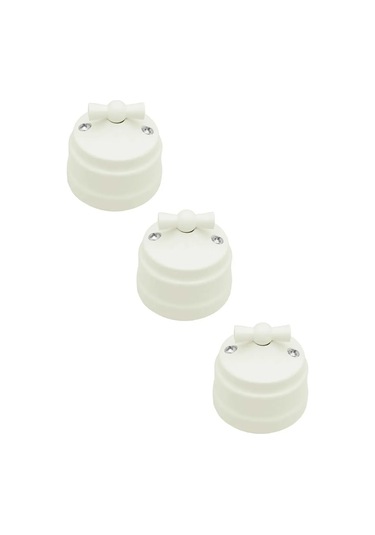 Bylectrıca Retro Bej Çerçeveli Döner Yüzey Monte Anahtarı 3 Adet 367567463