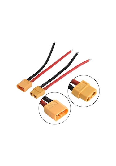 Xt60 Soketli Kablo Çifti - Erkek Dişi 10cm 100mm Lipo Pil