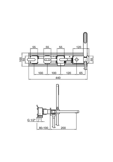 İtalyan Webert Living El Duşlu Ankastre Banyo Bataryası Krom