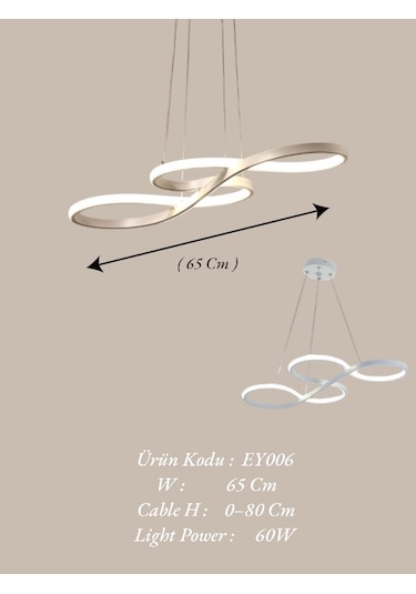 Ey Shop Beyaz Yılan Model 3 Renk Kumandalı Led Avize Beyaz