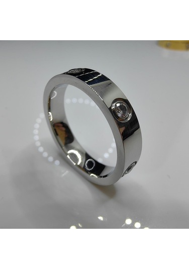 Gümüş Gül Altın Paslanmaz Çelik Çift Yapay Elmas Yüzük Erkek/kadın Taşlı Çift Alyans Titanyum Nişan Yüzüğü 5-10 Men-6 Gümüş