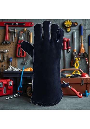 Techbloom Xl Siyah Turuncu Dikişli Dayanıklı Deri İş Eldiveni Kaynak Bahçe Çiftlik Sürüş İçin