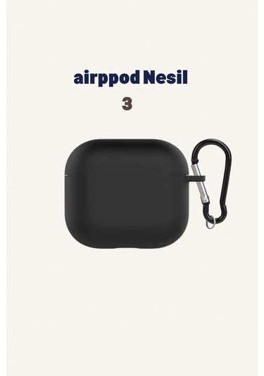 Airpod 3 Nesil Uyumlu Kılıf Silikon Kapak Arka Koruma Kabı Koruyucu Kılıf Siyah Belirtilmemiş Airpo Diğer