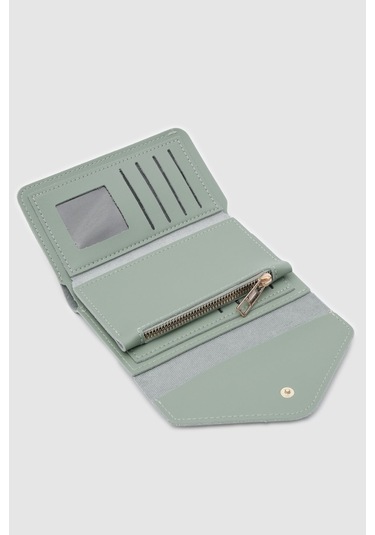 Zarf Detaylı Nakit Ve Bozuk Para Bölmeli Bayan Cüzdan-mint Mint Yeşil