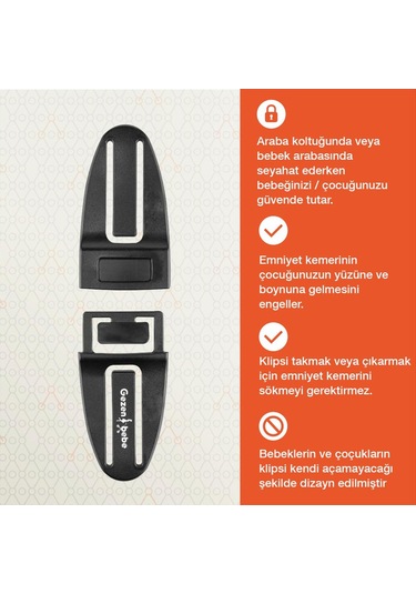 Gezenbebe Bebek Emniyet Kemer Klipsi Black 001
