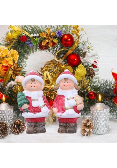 Homyl Seramik Bebek Figürleri Yılbaşı Süsleri Tatil Partisi Ofisi 3,5 Cm X 3,5 Cm X 11,5 Cm