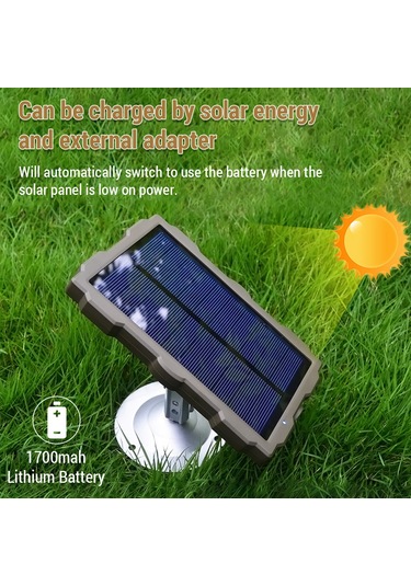 Mufunye S15 Av Kamerası İçin Güneş Enerjili Şarj Paneli - Ip66 Su Geçirmez, 1700mah Batarya, Dış Adaptör İle Şarj Edilebilir Siyah