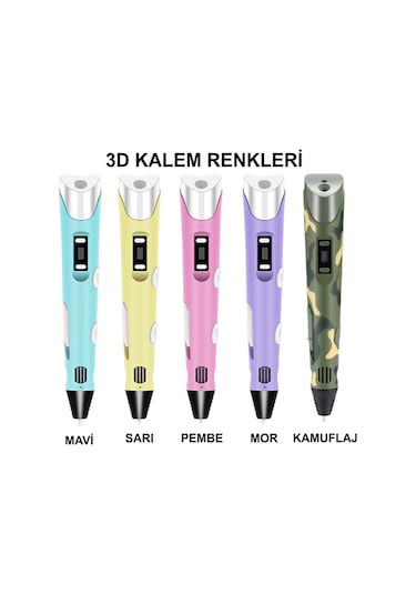 Pembe 3D Kalem Yazıcı+10 Renk 100 Metre(10X10Metre) Pla Filament