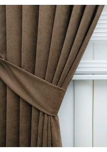 Açık Kahve Ada Fon Perde Normal Pile 1'e 2,5 Pile-açık Kahve Açık Kahverengi