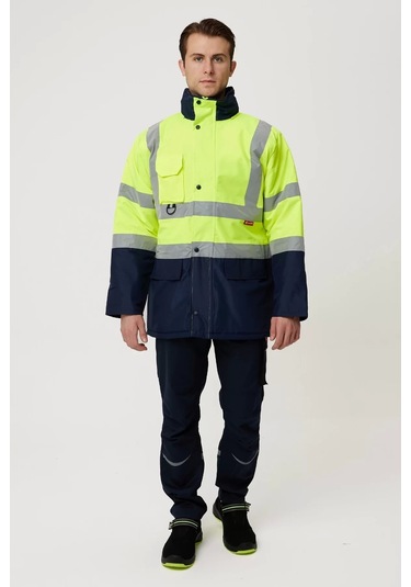 Kışlık İş Güvenliği Parkası Neon En Iso 13688 20471 343 Linum F.sarı-lacivert