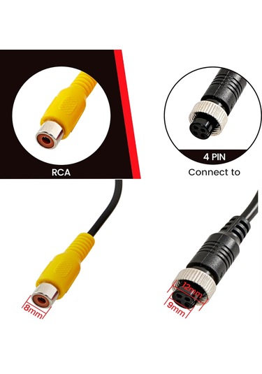 4 Pinli Dişi Konnektör Tekli Rca Dişi Soket Dönüştürücü 20 Cm.