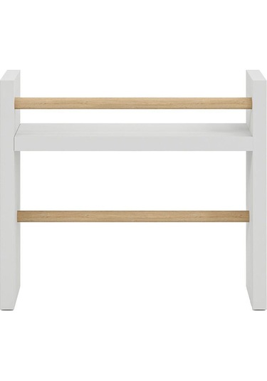 Rulo Havlu Takılabilir Baharatlık Standı Tezgah Üstü Düzenleyici Ahşap Raf - Beyaz