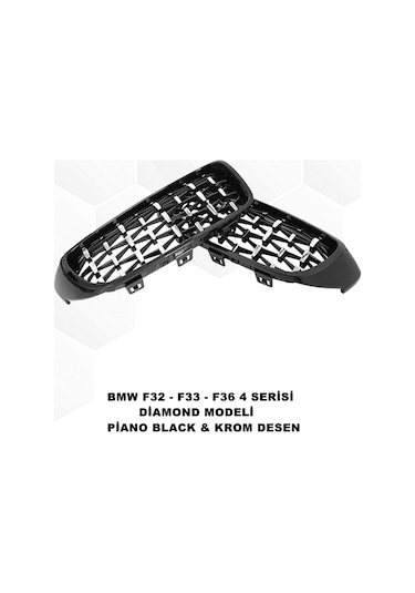 Bmw F32 4 Seri Diamond Ön Panjur Izgara Böbrek Piano Black-Krom