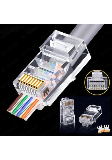 Ez Rj45 Cat6 Yeni Nesil Delikli Jack Konnektör 100 Adet