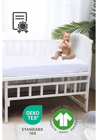 %100 Organik Pamuk Penye Lastikli Bebek Çarşafı