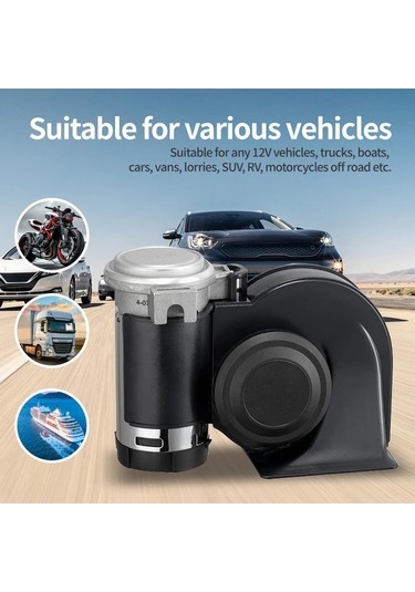 Pazly 12v Kamyonlar İçin Uygun Kırmızı Tek Parça Çift İpli Tren Salyangoz Pnömatik Korna Süper Büyük Hacimli Araba Kornası Kompresörle Donatılmış