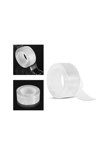 2 Metre X 3 Cm Şeffaf Güçlü Nano Çift Taraflı Silikon Jel Yapıştırıcı Bant