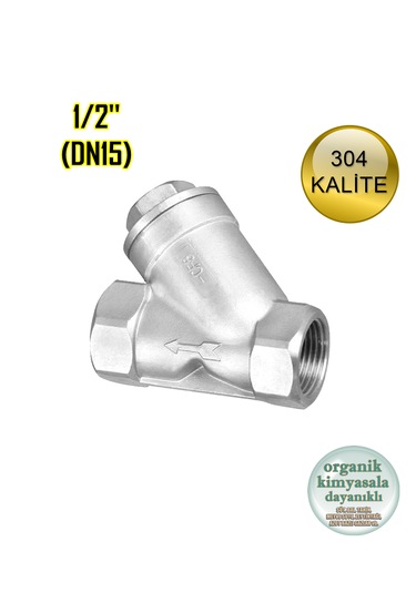 Paslanmaz Çelik Pislik Tutucu Filtre Y Tip 1/2'' Dişli 304 Kalite